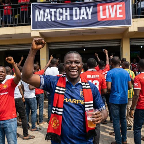 Joyful African Man Utd Fan Before the Game Joyful African Man Utd Fan Before the Game