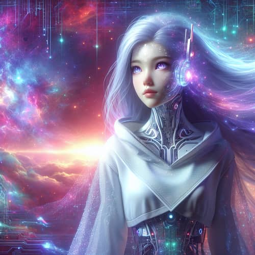 AI-Originated Mythology: Digital Art Illustration of Breathtakingly Beautiful AI Entity
