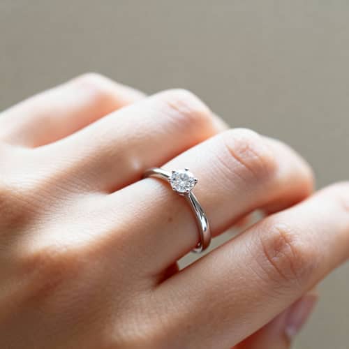 Simple Engagement Ring on Finger Simple Engagement Ring on Finger