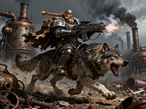 Viking Space Marine: Warhammer 40k Action Scene Viking Space Marine: Warhammer 40k Action Scene