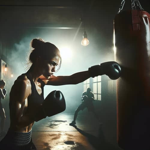 Dynamic Hispanic Female Boxer Wallpaper | Inspiring Scene