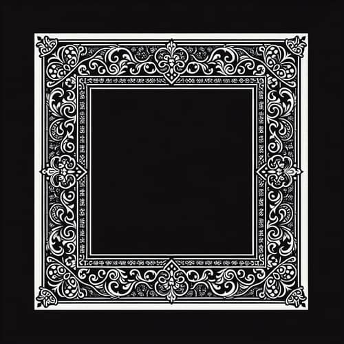 Medieval Style White Border on Black Background