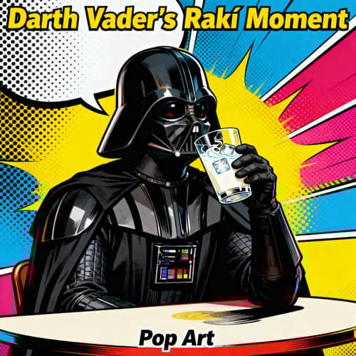 Darth Vader Enjoys Raky in Pop Art Style