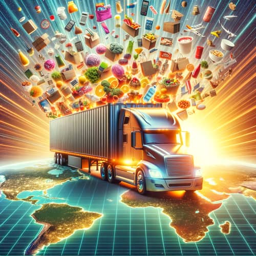 Global Logistics: Semi-Truck Crossing Equator with Unbranded Goods