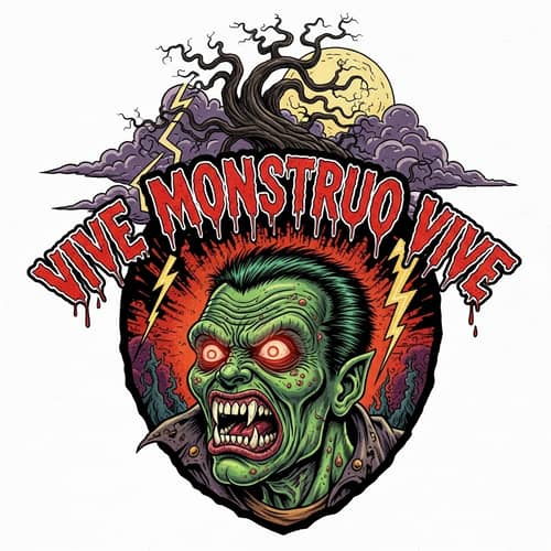 VIVE MONSTRUO VIVE Logo Design - Comic Style
