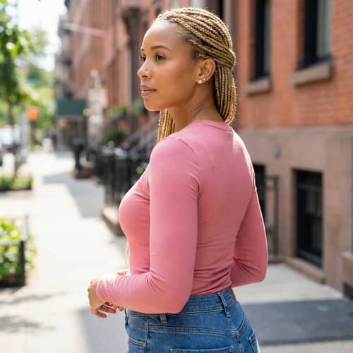 Stylish African American Woman with Blonde Braids Stylish African American Woman with Blonde Braids