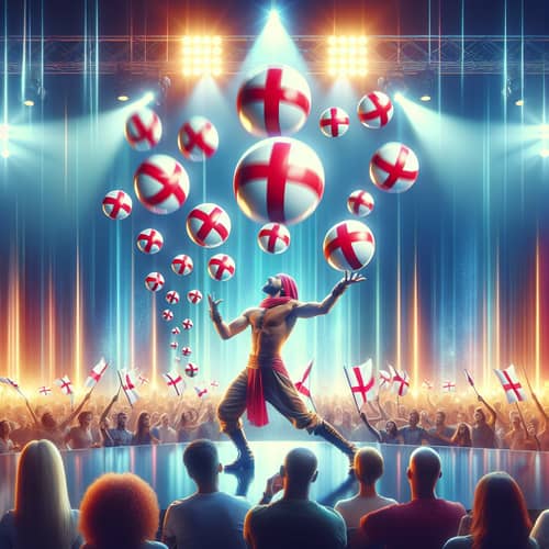 Talented Juggler in High-Energy Performance | English Flags Juggling