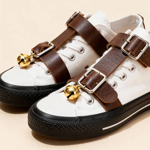 Size 15 Tennis Shoes with Leather Straps & Bells Size 15 Tennis Shoes with Leather Straps & Bells