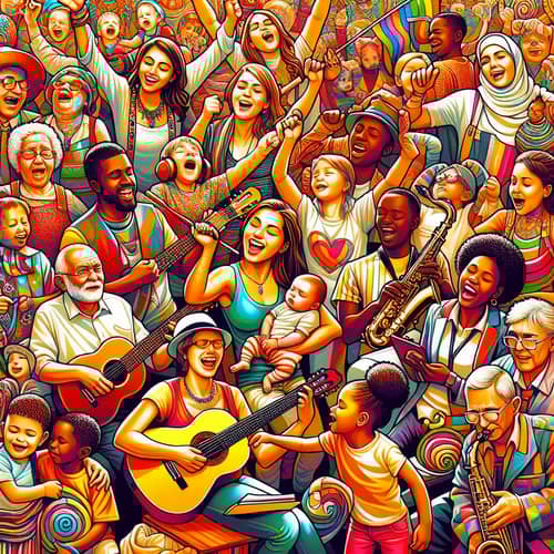 Diverse Group of People - Musicians, Mothers, Children, Teachers, Speakers