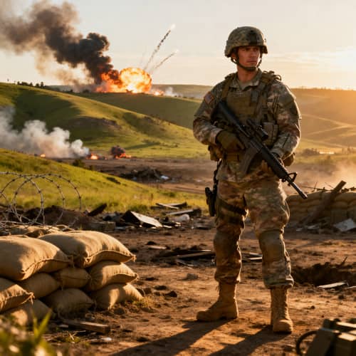 Military Photo in Full Battle Gear Military Photo in Full Battle Gear