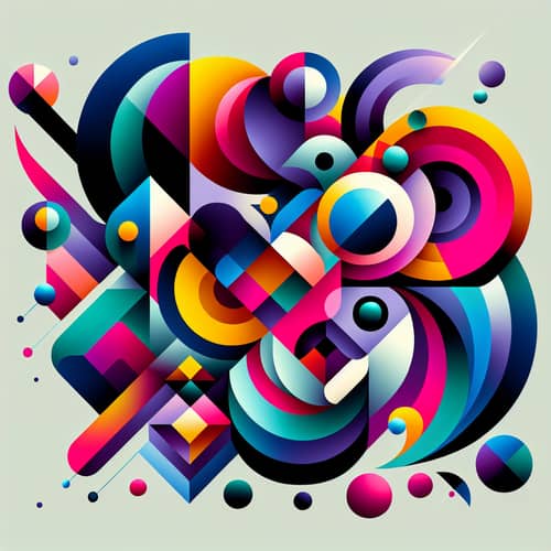 Intriguing Abstract Illustration with Shapes and Vibrant Colors