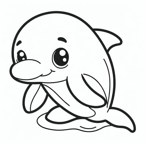 Cute Dolphin Coloring Page for 1-Year-Olds