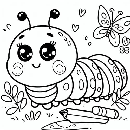 Adorable Caterpillar Coloring Page for Toddlers