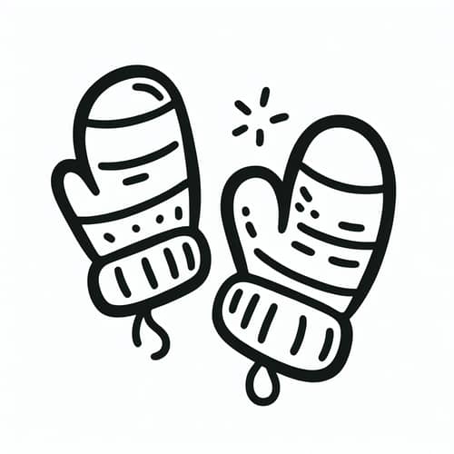 Simple Line-Art Mittens for Kids Coloring