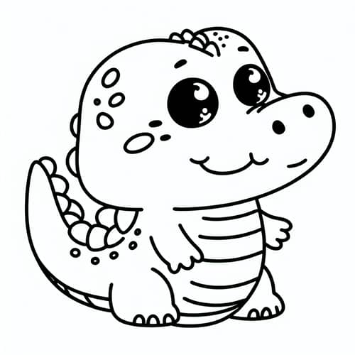 Cute Crocodile Coloring Page for 1-Year-Olds