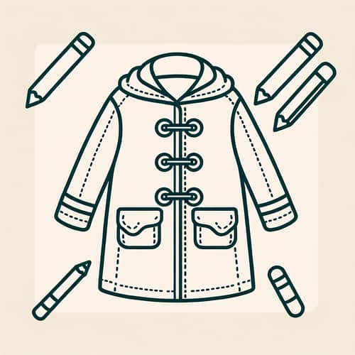 Simple and Adorable Line-Art Coat Illustration for Kids