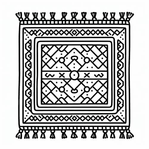 Playful Carpet Coloring Page for Kids | Easy Geometric Patterns
