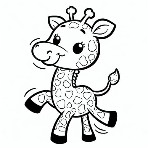 Playful Giraffe Cartoon for Coloring | Children's Illustration