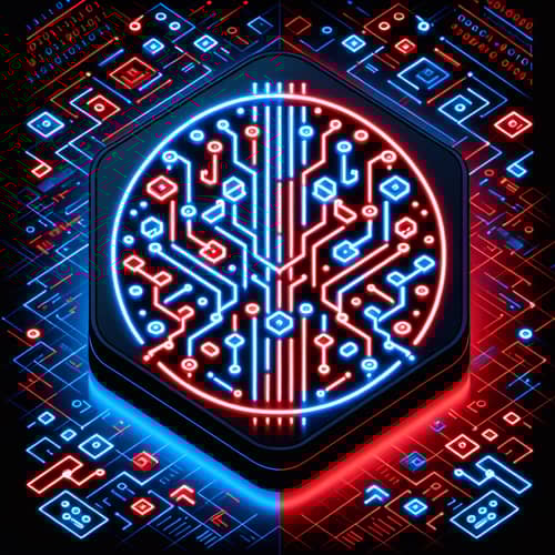Neon Red & Blue Coding Icon Design