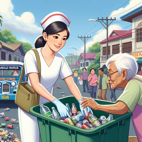 Filipino Student Nurse Promoting Good Governance Through Community Clean-Up
