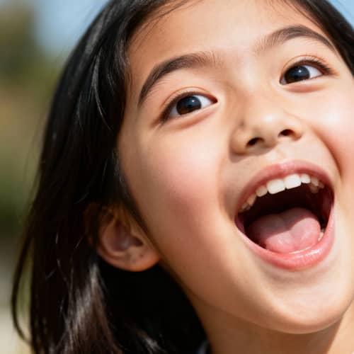 Excited Girl with Dark Hair - Capturing Joy