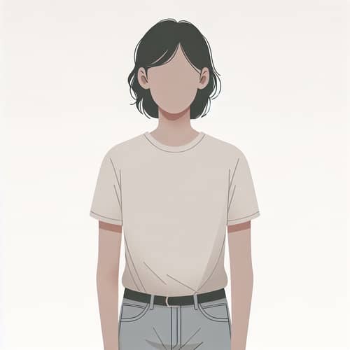 Ambiguous Person Illustration in Casual Clothing | Minimalist Background