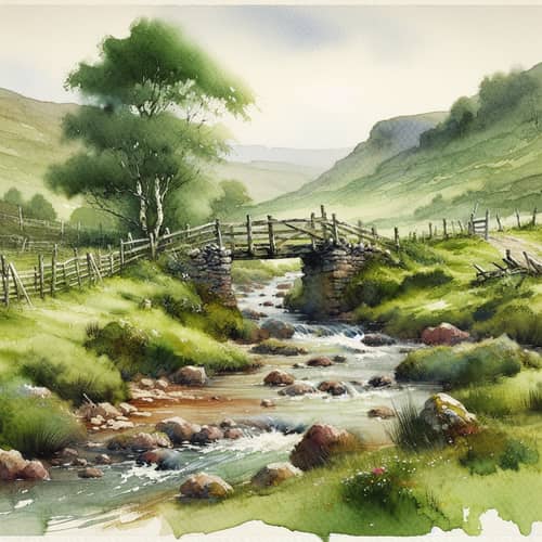 Tranquil Scene in Scotland's Countryside | Watercolor Painting