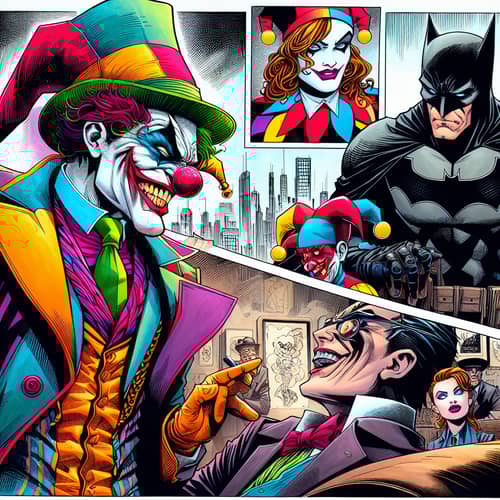 Dynamic Conversation: Clown and Bat Costume Characters