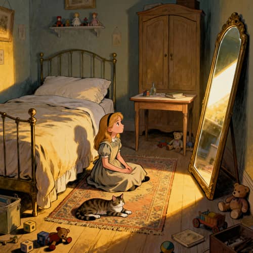 Alice's Childhood Bedroom: A Comic-Style Illustration Alice's Childhood Bedroom: A Comic-Style Illustration