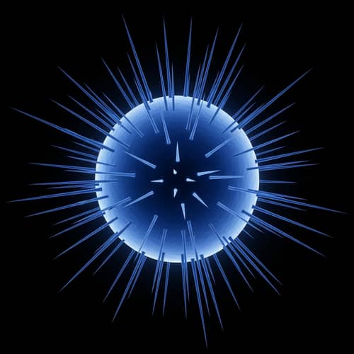 2D Spherical Nucleus with Blue Rays