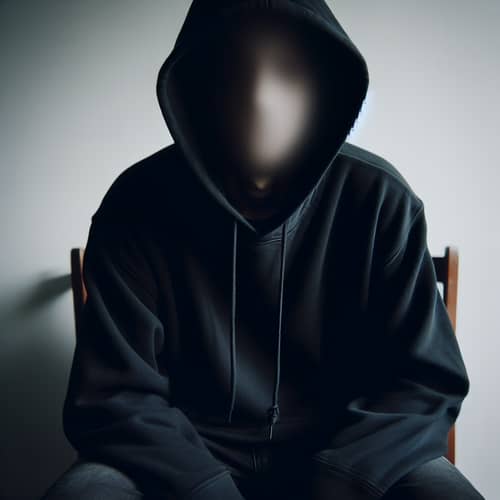 Faceless Man in a Black Hoodie: A Depressing Portrait