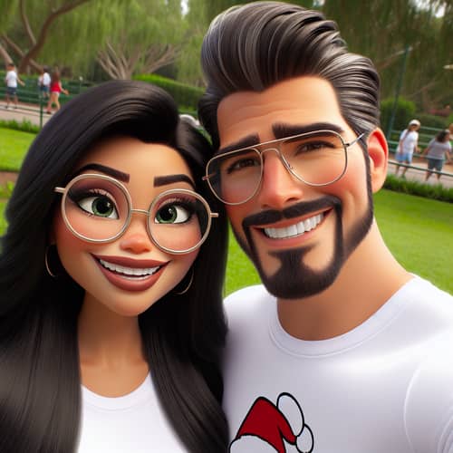 Disney Pixar Style Couple in Park Setting