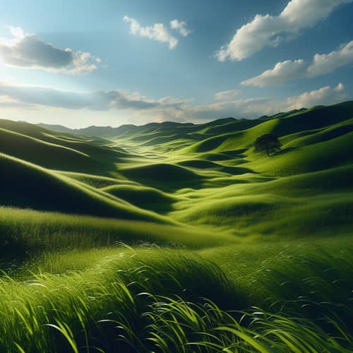 Verdant Landscape: Lush Green Grass Rolling Hills