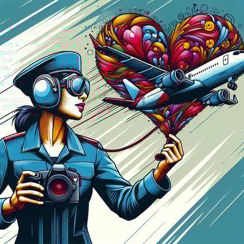 Aviation-Themed Heart Vector Illustration