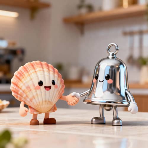 Cockle Shell & Silver Bell Mascots Shaking Hands Cockle Shell & Silver Bell Mascots Shaking Hands