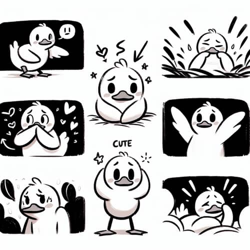 Whimsical White Duck | Animated Emotions and Poses | Cute Disney Style