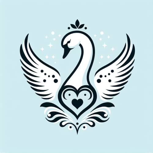 Elegant Swan with Unique Wings and Heart Symbol