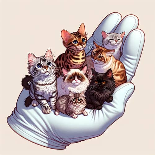 Hand Holding Adorable Collection of 10 Cats | Various Breeds and Colors