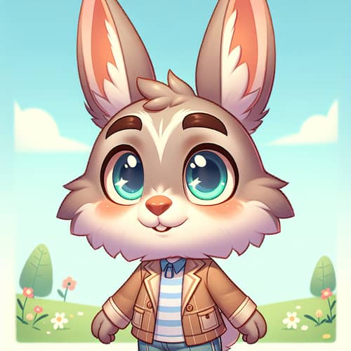 Adorable Cartoon Rabbit Character with Bright Eyes and Friendly Smile