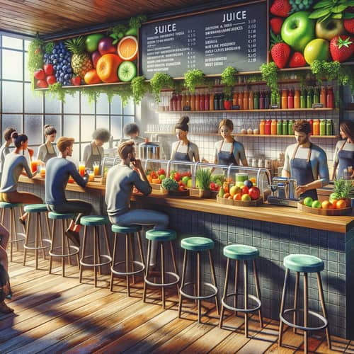 Vibrant Juice Bar in a Bustling City | Freshly Squeezed Juices