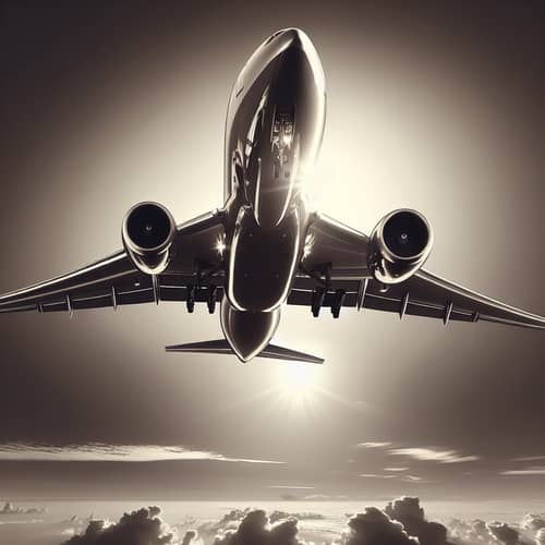Sleek Commercial Jet Soaring in Clear Sky | Airplane Image