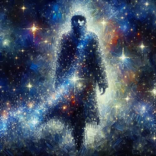 Impressionistic Star Walker Art | Ethereal Cosmos Scene