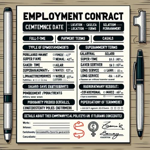 Employment Contract Form: Commencement Date, Location, Salary & More