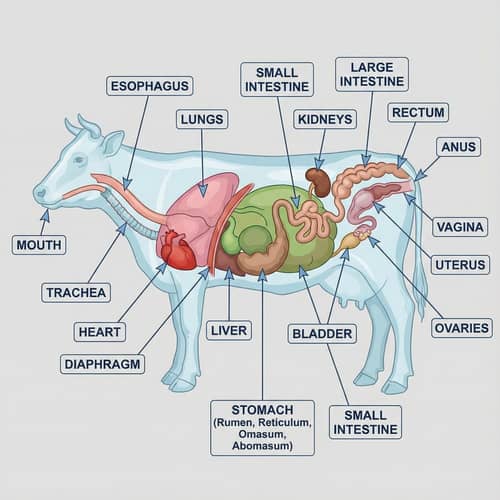 Anatomical Illustration of a Cow's Internal Organs Anatomical Illustration of a Cow's Internal Organs