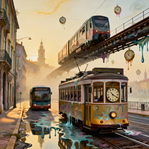 Surreal Public Transport Artwork in Dalí Style Surreal Public Transport Artwork in Dalí Style