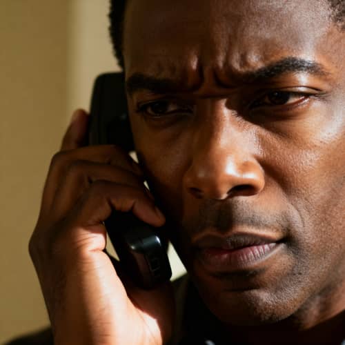 Suspicious African American on Phone Suspicious African American on Phone