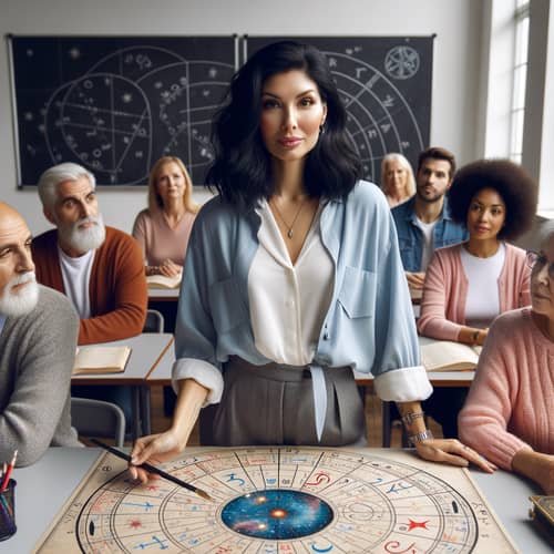 Astrology Coach Teaching Diverse Adults with Star Chart