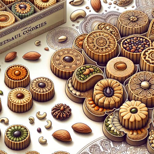 Exquisite Palestinian Maamoul Cookies Assorted with Dates & Nuts