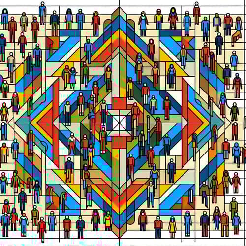 Diverse Human Figures Create Vibrant Geometric Pattern