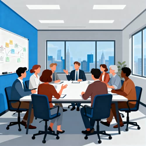 Diverse Focus Group Discussion in Conference Room Diverse Focus Group Discussion in Conference Room
